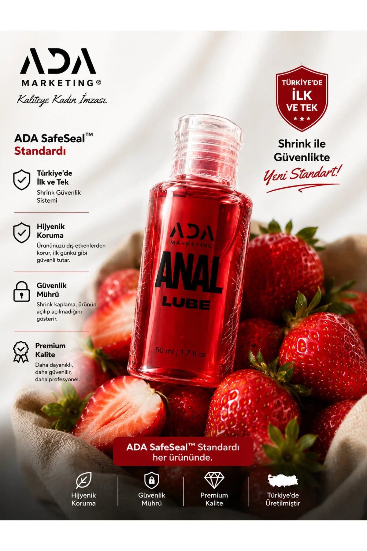 Çilek Aromalı Anal Kayganlaştırıcı Jel 50 ML | ADA Marketing