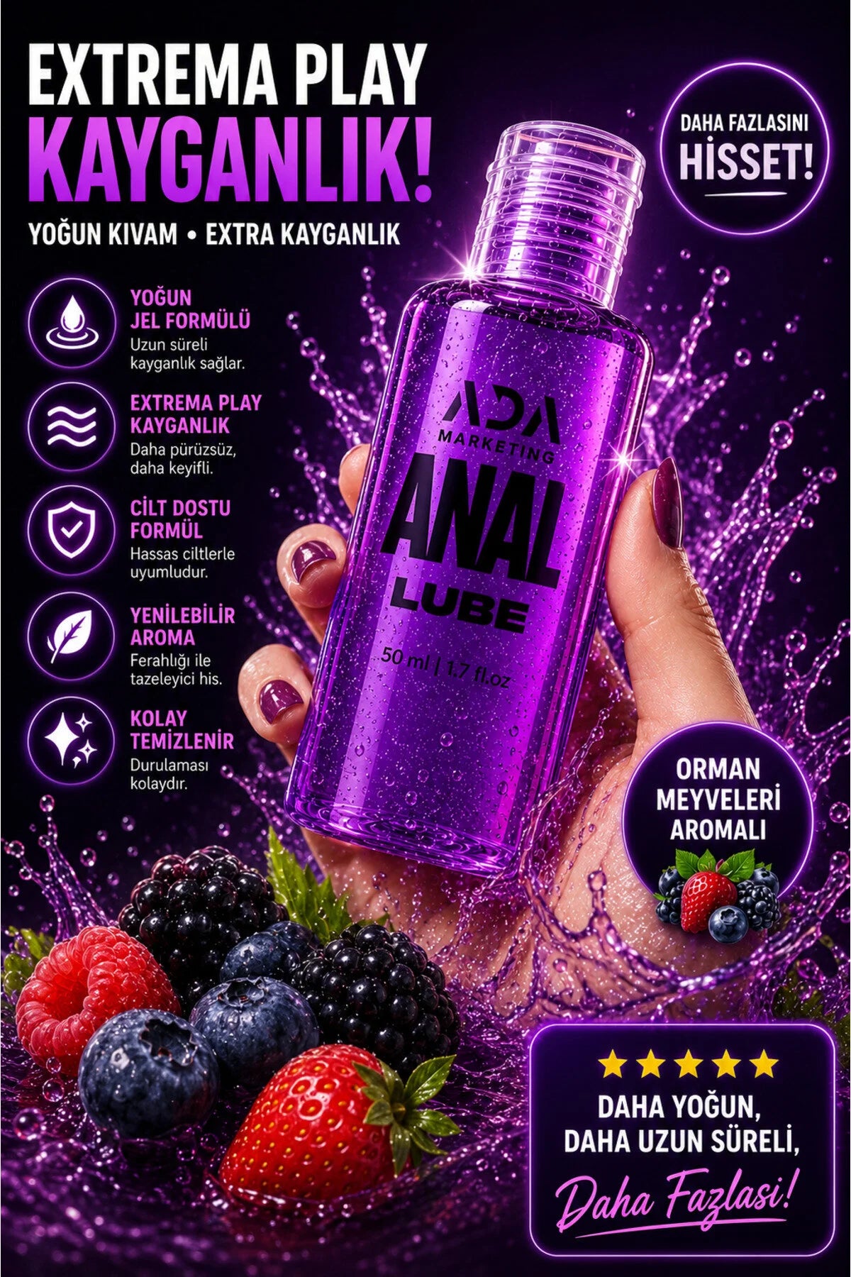 Kadınlara Özel Orman Meyveli Anal Kayganlaştırıcı Jel 50 ML | ADA Marketing