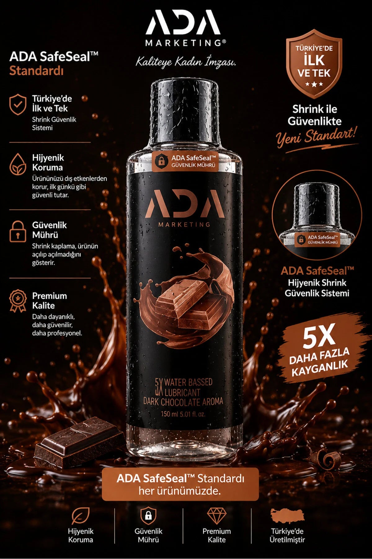Çikolata Aromalı Yenilebilir Kayganlaştırıcı Jel 150 ML | ADA Marketing
