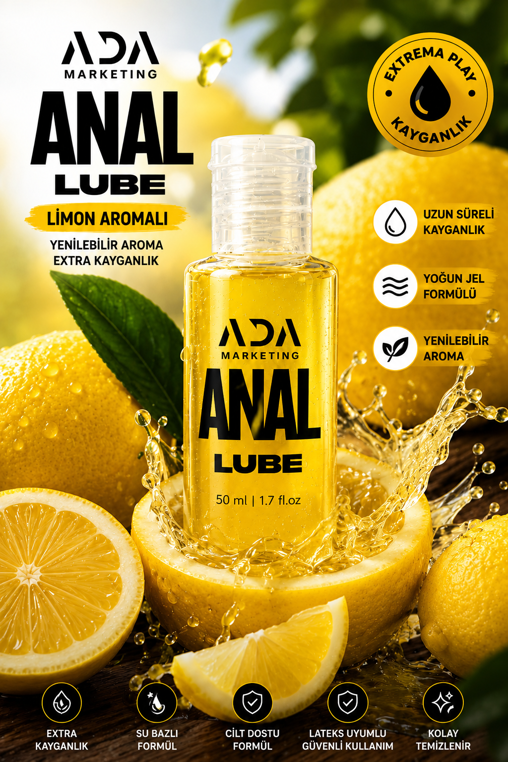 Limon Aromalı Anal Kayganlaştırıcı Jel 50 ML | ADA Marketing