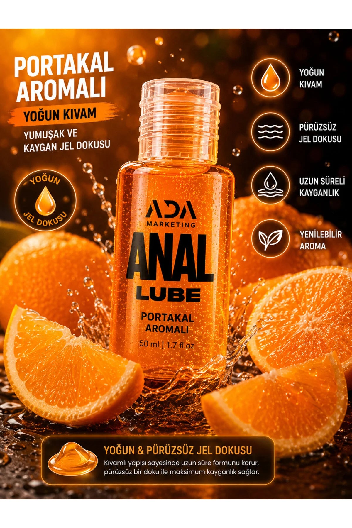 Portakal Aromalı Anal Kayganlaştırıcı Jel 50 ML | ADA Marketing