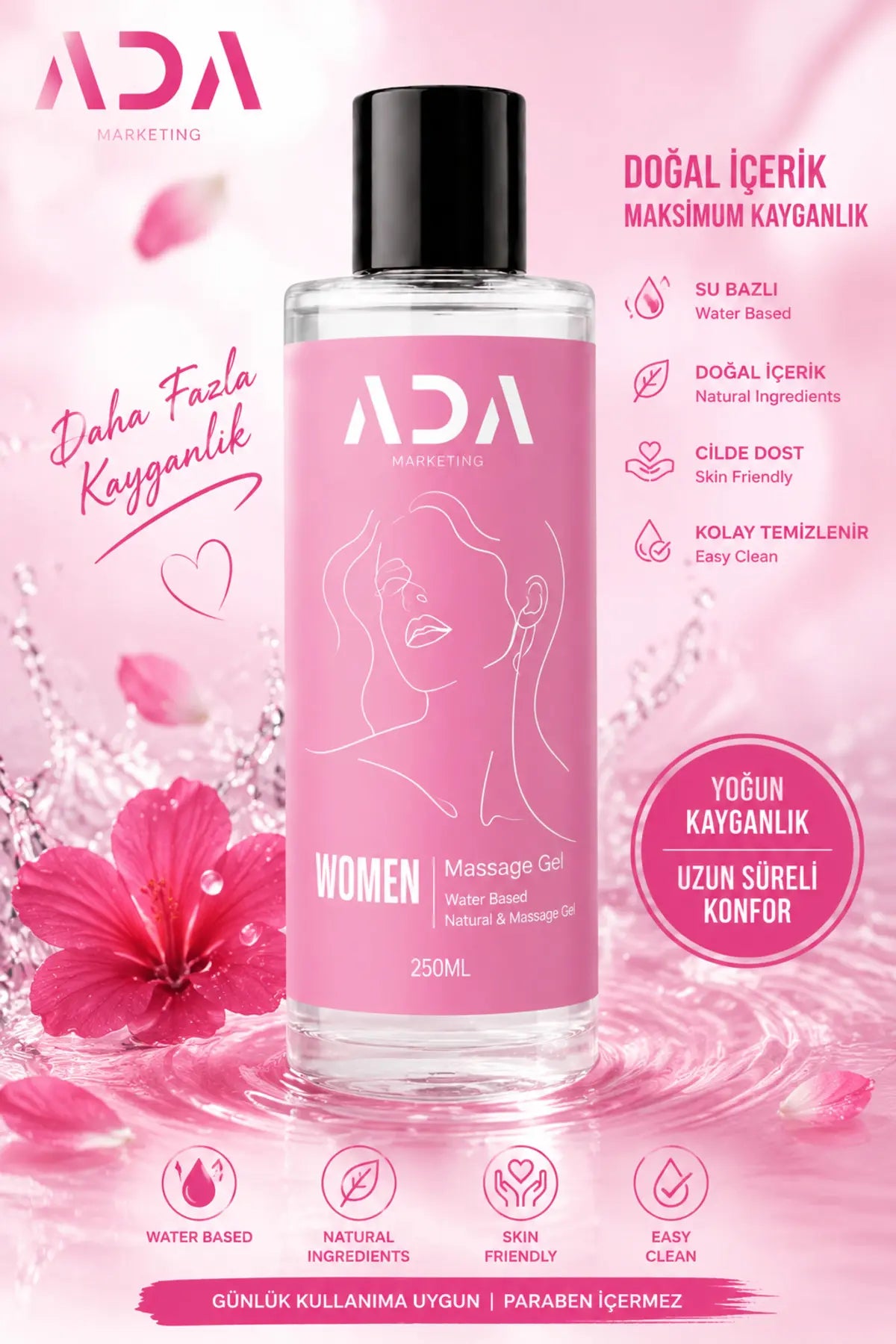 Kadınlara Özel Anal Vajinal Kayganlaştırıcı Jel 250 ML – Su Bazlı Çilek Aromalı