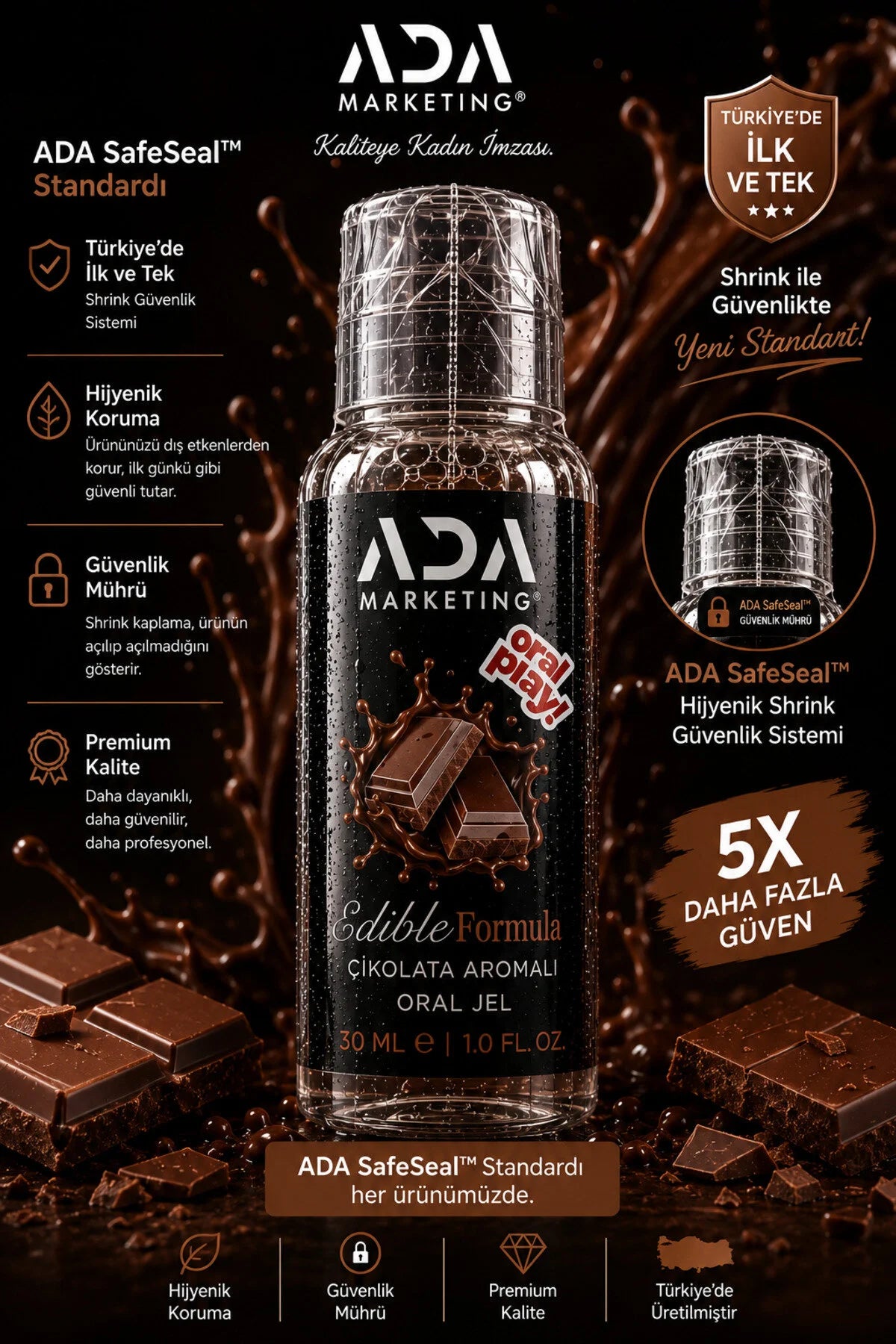 Çikolata Aromalı Yenilebilir Kayganlaştırıcı Jel 30 ML | ADA Marketing