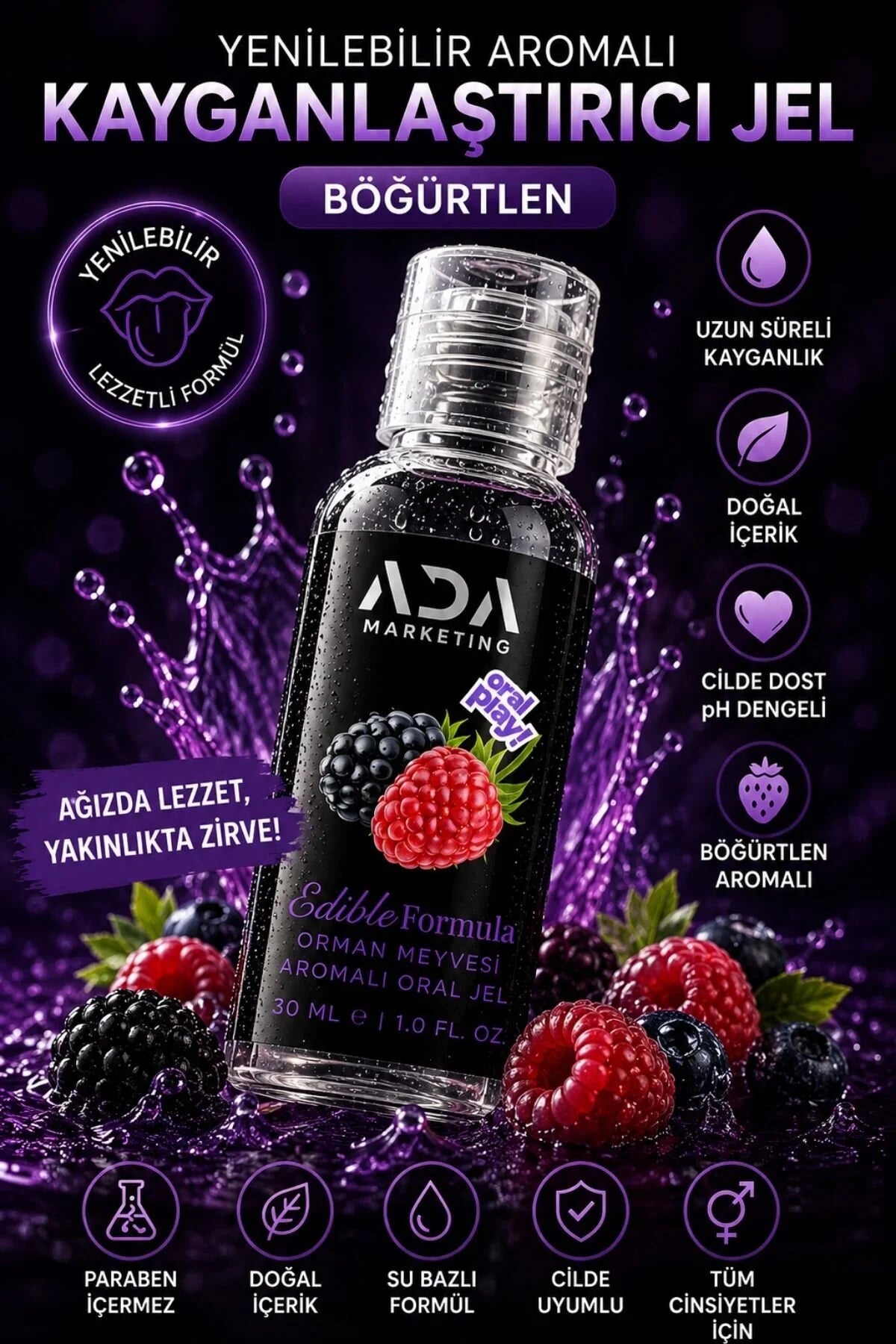Orman Meyveleri Aromalı Yenilebilir Kayganlaştırıcı Jel 30 ML | ADA Marketing